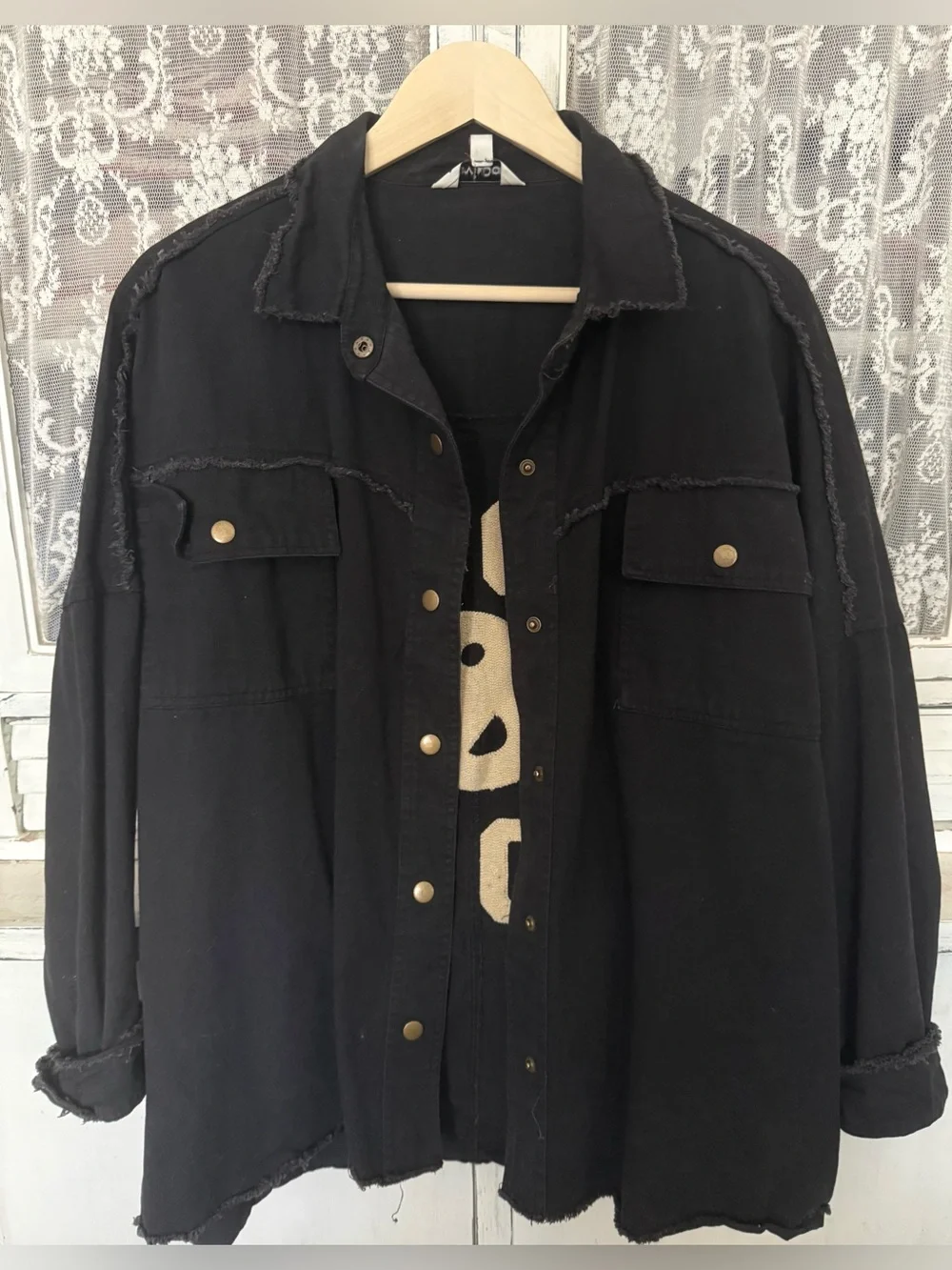DAVI & DANI Black Jacket with Tan 'ROCK & ROLL' Back Graphic
